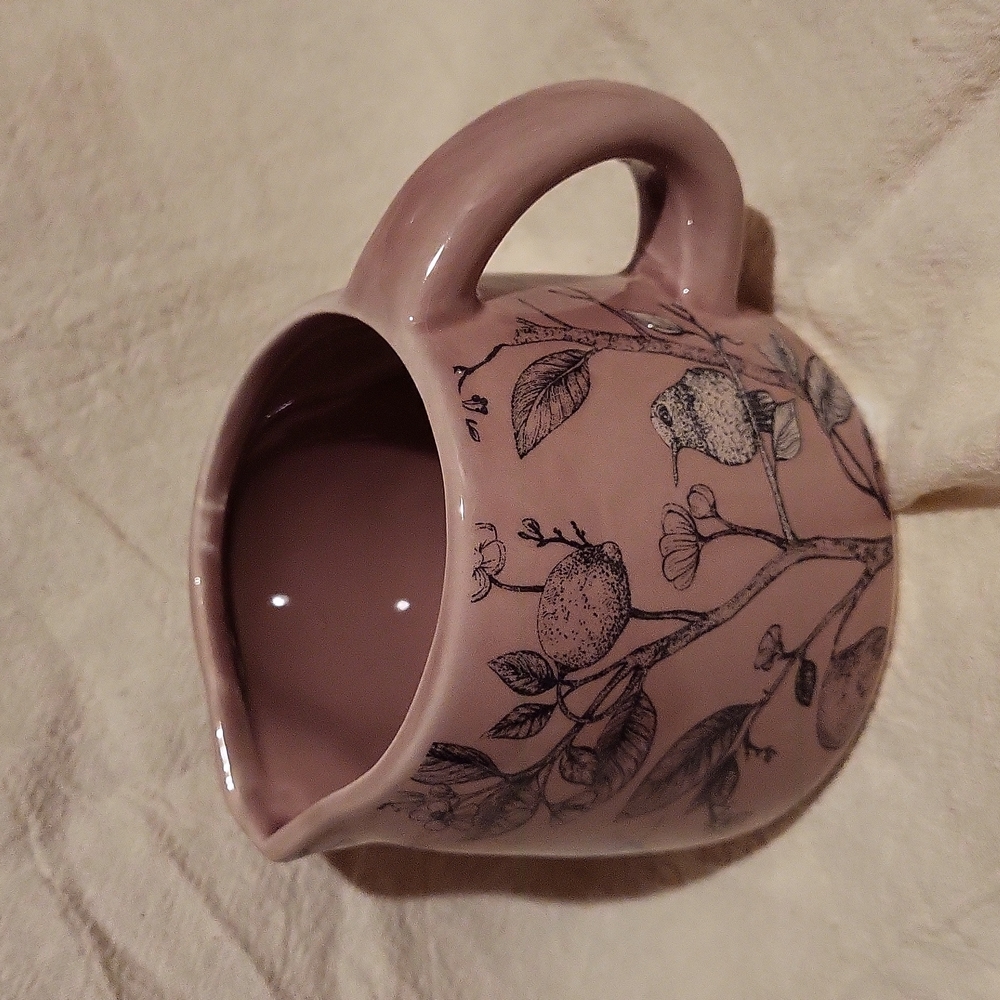 Purple Hummingbird Planter Small Botanical Bird Handle Pitcher Pot